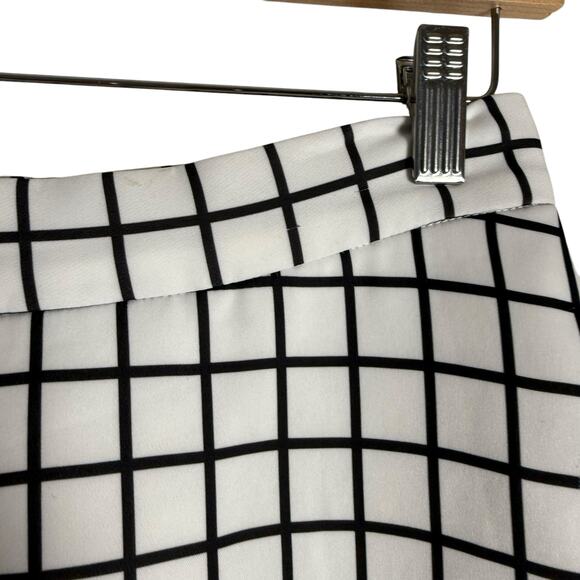 Cameo White Black Windowpane Plaid Stripe A-Line Mini Skirt Size M - Picture 2 of 11